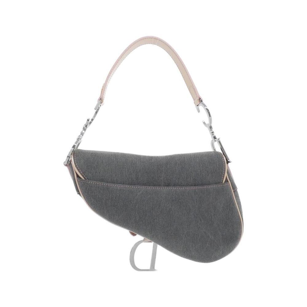 Dior Christian denim Gray Denim Pocket Bag leather pink Jean Saddle Gray Pink